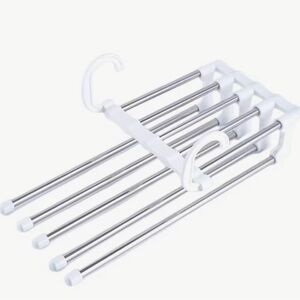 Adjustable White and Silver Pants Hanger